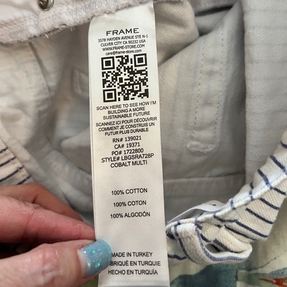 ANTHROPOLOGIE | FRAME 30 LE BRIGETTE JEAN SHORTS Blue Motif NWT - Picture 9 of 16